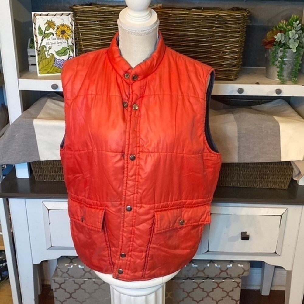 Alpine‎ Ski Vintage 70’s orange/Grey Puffer Vest Size Large